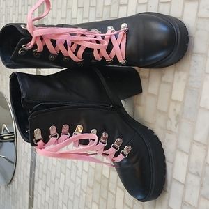 Black leather booties